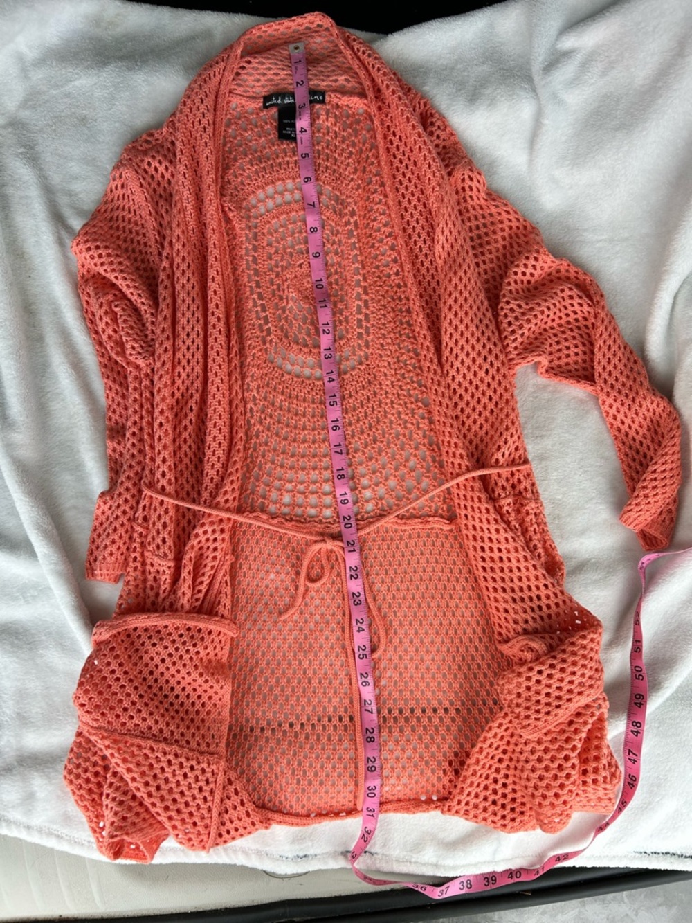 united states sweaters Coral Open-Weave Cardigan - Picture 6 of 8